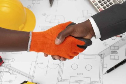 Construction Handshake with African American Hands